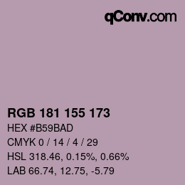 颜色代码: RGB 181 155 173 | qconv.com