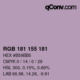 Color code: RGB 181 155 181 | qconv.com