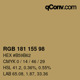 カラーコード: RGB 181 155 98 | qconv.com