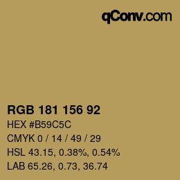 カラーコード: RGB 181 156 92 | qconv.com