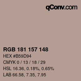 Code couleur: RGB 181 157 148 | qconv.com