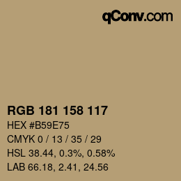 カラーコード: RGB 181 158 117 | qconv.com