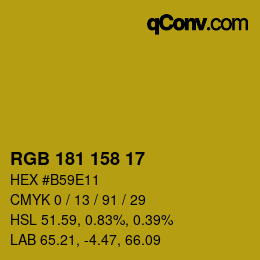 Color code: RGB 181 158 17 | qconv.com