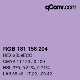 颜色代码: RGB 181 158 204 | qconv.com