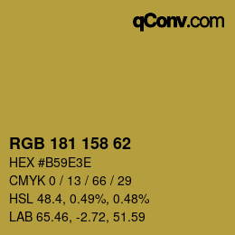 カラーコード: RGB 181 158 62 | qconv.com