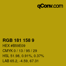 カラーコード: RGB 181 158 9 | qconv.com