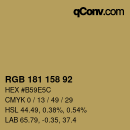 カラーコード: RGB 181 158 92 | qconv.com
