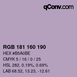 Color code: RGB 181 160 190 | qconv.com