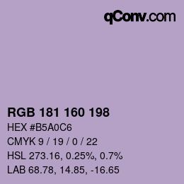 Color code: RGB 181 160 198 | qconv.com