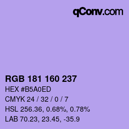 Color code: RGB 181 160 237 | qconv.com