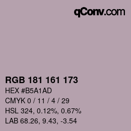 Color code: RGB 181 161 173 | qconv.com