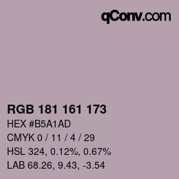 Código de color: RGB 181 161 173 | qconv.com