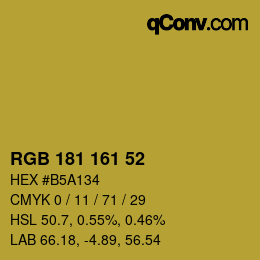 Color code: RGB 181 161 52 | qconv.com