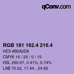 カラーコード: RGB 181 162.4 216.4 | qconv.com