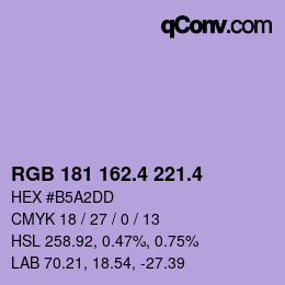 カラーコード: RGB 181 162.4 221.4 | qconv.com