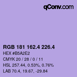 カラーコード: RGB 181 162.4 226.4 | qconv.com