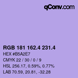 カラーコード: RGB 181 162.4 231.4 | qconv.com