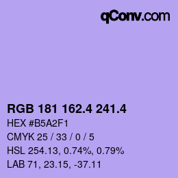 カラーコード: RGB 181 162.4 241.4 | qconv.com