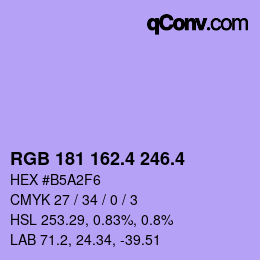 カラーコード: RGB 181 162.4 246.4 | qconv.com