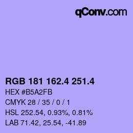 カラーコード: RGB 181 162.4 251.4 | qconv.com