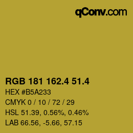 カラーコード: RGB 181 162.4 51.4 | qconv.com