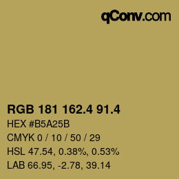 カラーコード: RGB 181 162.4 91.4 | qconv.com