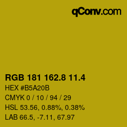 カラーコード: RGB 181 162.8 11.4 | qconv.com