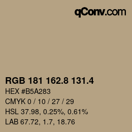 カラーコード: RGB 181 162.8 131.4 | qconv.com