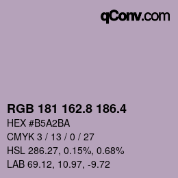 カラーコード: RGB 181 162.8 186.4 | qconv.com