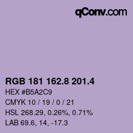 カラーコード: RGB 181 162.8 201.4 | qconv.com
