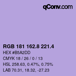 カラーコード: RGB 181 162.8 221.4 | qconv.com