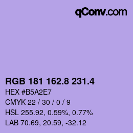 カラーコード: RGB 181 162.8 231.4 | qconv.com