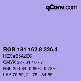 カラーコード: RGB 181 162.8 236.4 | qconv.com