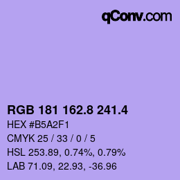 カラーコード: RGB 181 162.8 241.4 | qconv.com