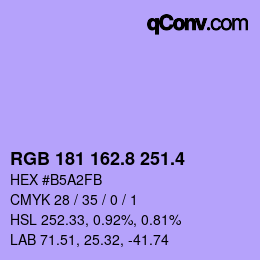 カラーコード: RGB 181 162.8 251.4 | qconv.com
