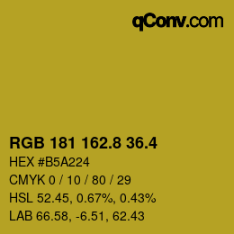 カラーコード: RGB 181 162.8 36.4 | qconv.com
