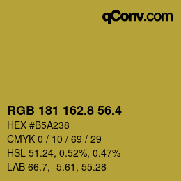 カラーコード: RGB 181 162.8 56.4 | qconv.com