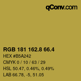 カラーコード: RGB 181 162.8 66.4 | qconv.com