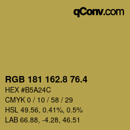 カラーコード: RGB 181 162.8 76.4 | qconv.com