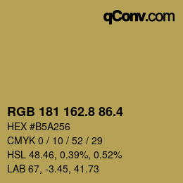 カラーコード: RGB 181 162.8 86.4 | qconv.com