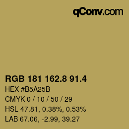 カラーコード: RGB 181 162.8 91.4 | qconv.com