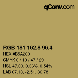 カラーコード: RGB 181 162.8 96.4 | qconv.com