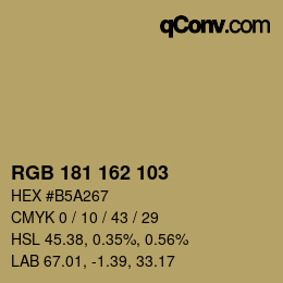 Color code: RGB 181 162 103 | qconv.com