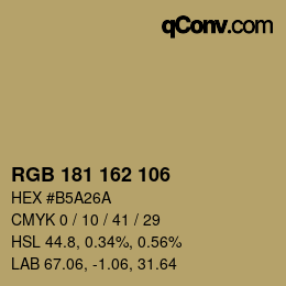 Color code: RGB 181 162 106 | qconv.com