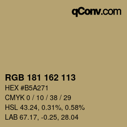 Color code: RGB 181 162 113 | qconv.com