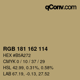 Color code: RGB 181 162 114 | qconv.com