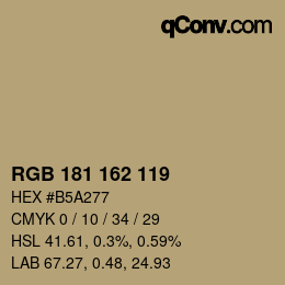 颜色代码: RGB 181 162 119 | qconv.com