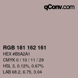 カラーコード: RGB 181 162 161 | qconv.com