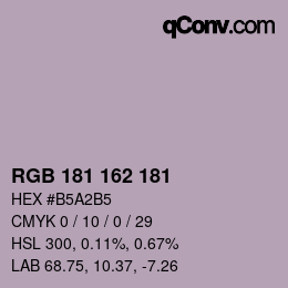 カラーコード: RGB 181 162 181 | qconv.com