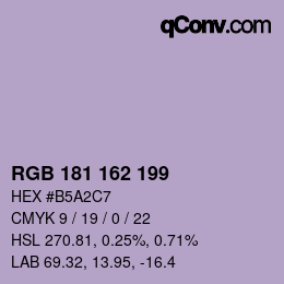 カラーコード: RGB 181 162 199 | qconv.com